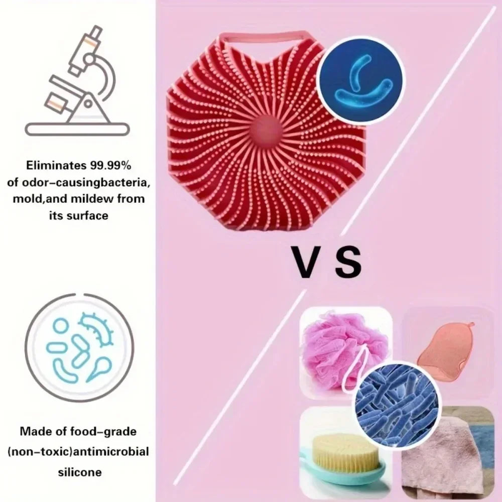 Silicone Body Brush for Showering Foam Shower Exfoliating Bath Massage Brushes Polygonal Handheld Body Scrubber Skin Cleaning