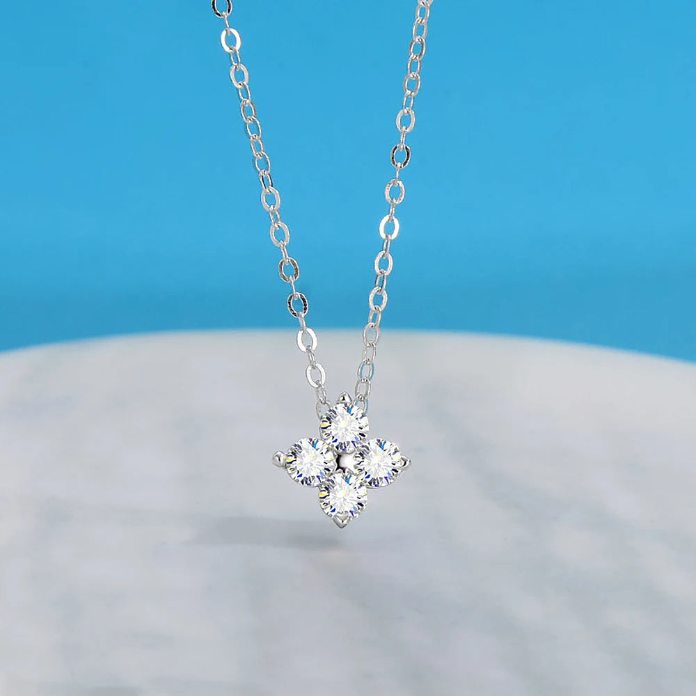 3mm 4-Stone Moissanite Jewelry Set for Women D Color Lab Diamond Stud Earrings Pandant Necklace with Gra Certificates 925 Silver