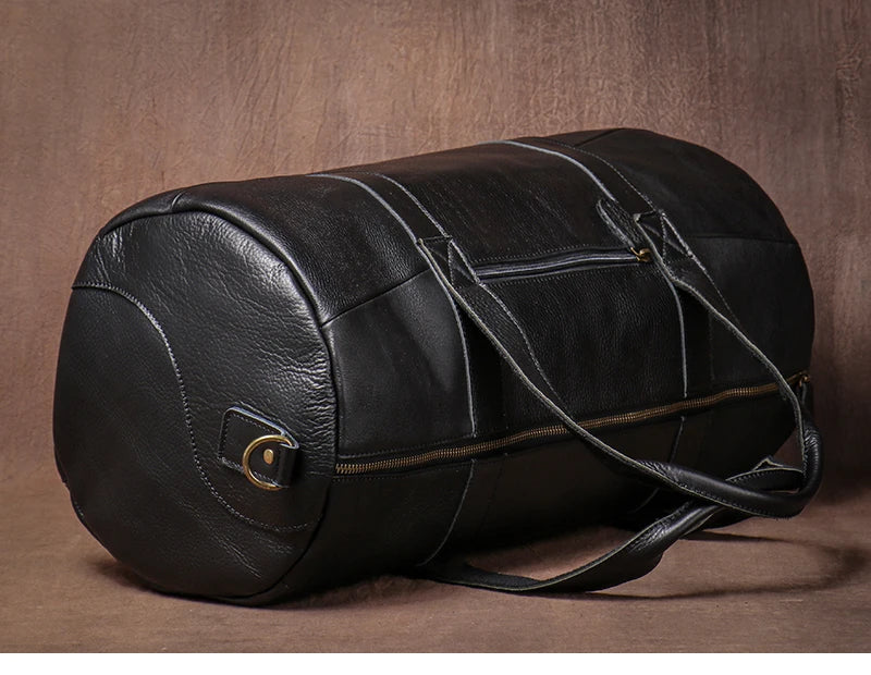 GURO Vintage Crazy Horse Cowhide Travel Bag Men's Real Leather Handbag Casual Weekend Camping Luggage Bag Daily Gym Shoulder Bag