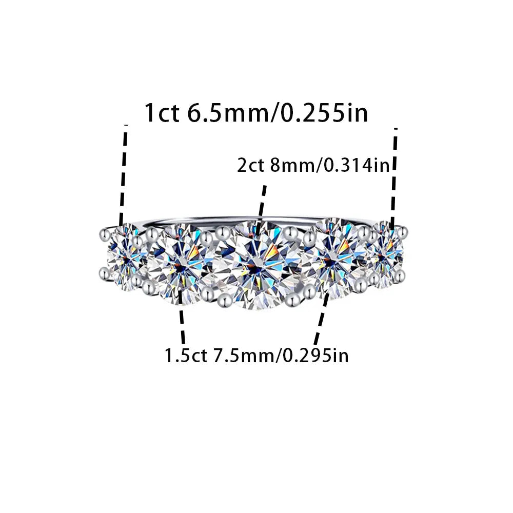 INZEN Classic 3.6~7 Carat Moissanite 925 Sterling Silver Ring, Elegant Romantic Ring, Birthday Anniversary Gift Jewelry