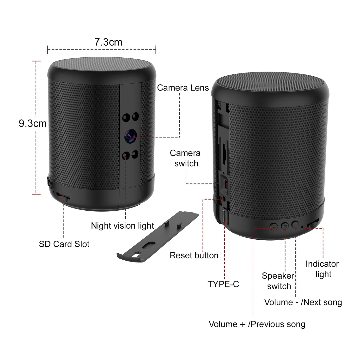 4K HD Mini Home Security Surveillance Camera WiFi Bluetooth Speaker Two-Way Remote Intercom Night Vision Battery Operated