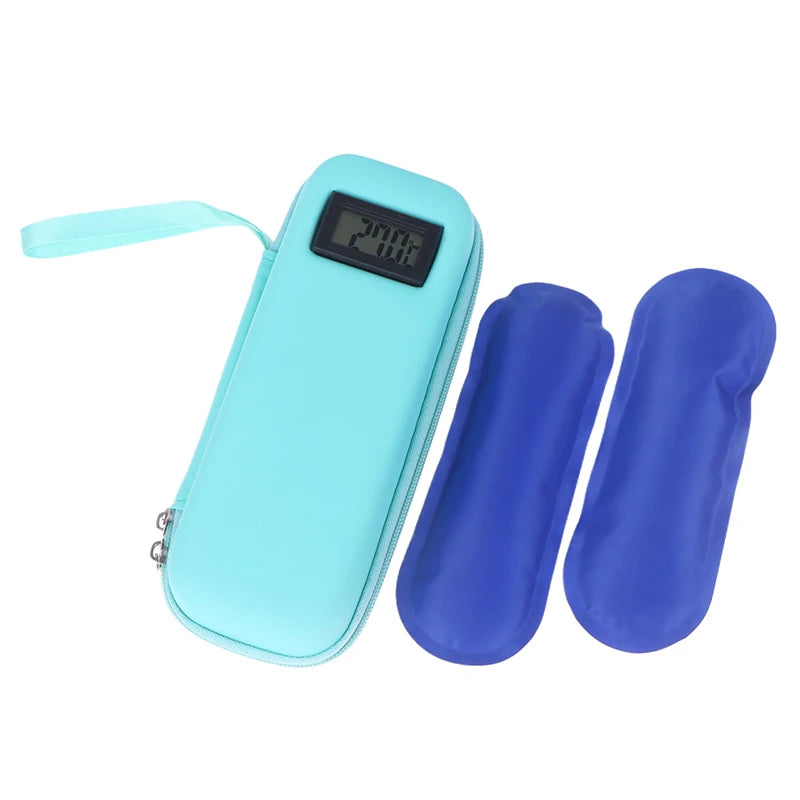 "Insulated Medicine Organizer Bag with Thermometer for Diabetics; Waterproof, Portable, and Reusable Insulin Travel Case