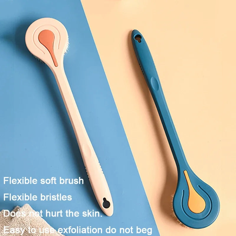 Long Handle Bath Brush Soft Hair Back Bath Brush Bathroom Body Bath Brush Mud Back Scrubber Shower Massage Exfoliation Brush