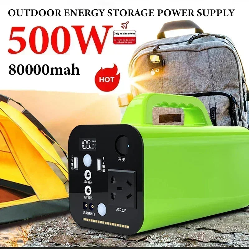 500W 80000mah Portable Power Station Emergency Power Supply Charging Station 220v for Home Power Bank Generator Battery Backup