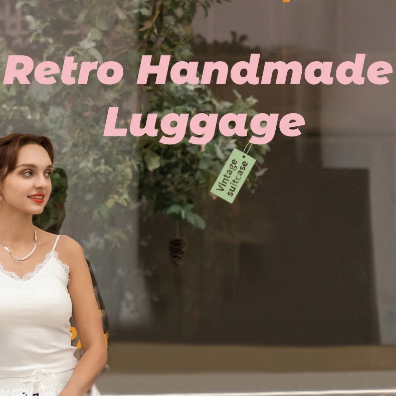 Urecity Vintage Luggage Set 3PCS Luxury Suitcase Expandable Travel Suitcase On Wheels Handmade Retro Rolling Luggage For Women