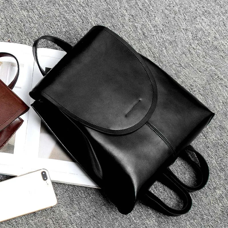 Women Backpack Shoulder Cross Body Bags Genuine Leather Female Fashion Retro Lady Oil Wax Cowhide Messenger Bag Backpacks