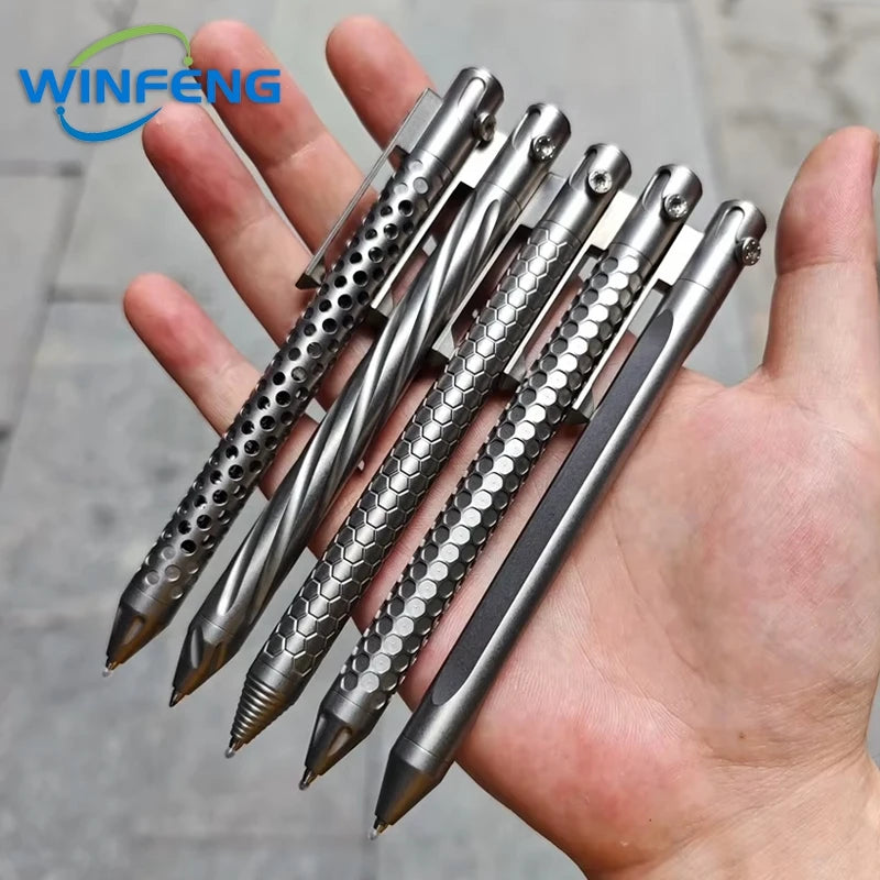 Bolt Action Titanium Alloy Tactical Pen Business Signature Pen Student Stationery Emergency Glass Breaker Self Defense Supplies