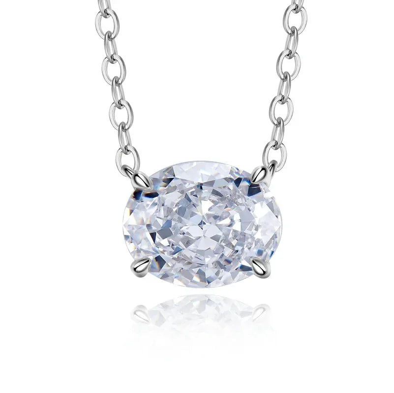 9cttw Oval Cut Moissanite Diamond Jewelry Set with GRA Egg Shape 925 Sterling Silver Pendant Necklace Stud Earring for Women