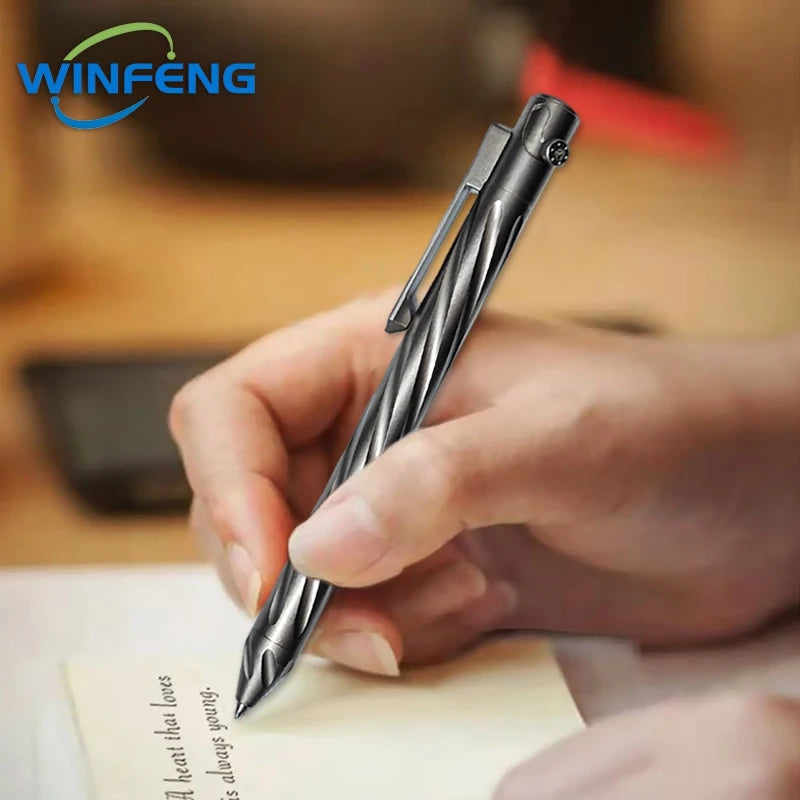 Bolt Action Titanium Alloy Tactical Pen Business Signature Pen Student Stationery Emergency Glass Breaker Self Defense Supplies