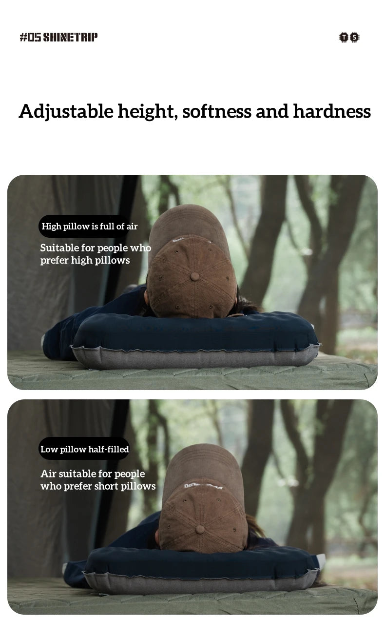 ShineTrip Outdoor Camping Inflatable Pillow Foldable Portable Ultra-light Air Pillow, Comfortable Sleep Pillow with Neck Support