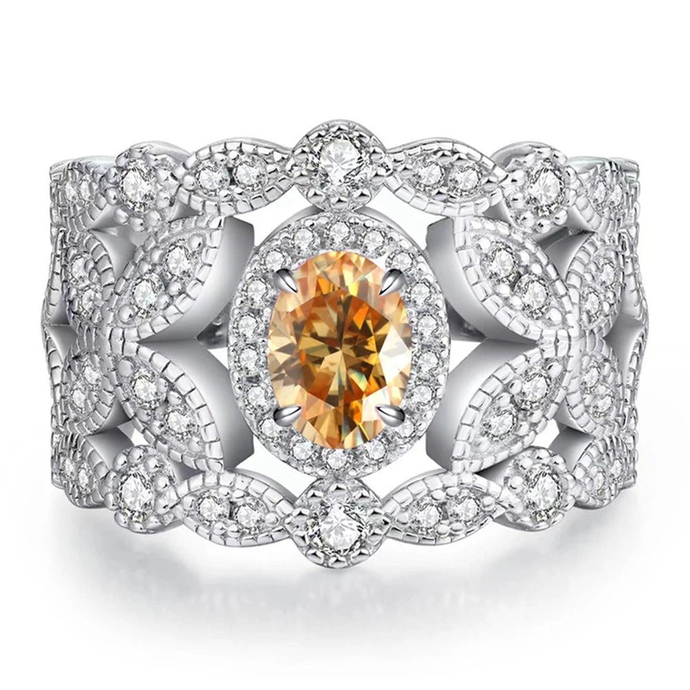 Wong Rain Vintage 925 Sterling Silver 3EX VVS1 Oval Cut 1CT Real Moissanite Diamonds Gemstone Engagement Rings Fine Jewelry Gift