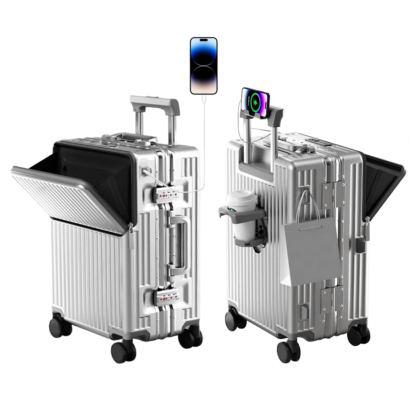 AIWEINY 2025Hard Shell Luggage 20 Inch Travel Luggage, Carry-On Luggage Spinner TSA with Lid, PC+ABS Aluminum Frame 20'' - 26''