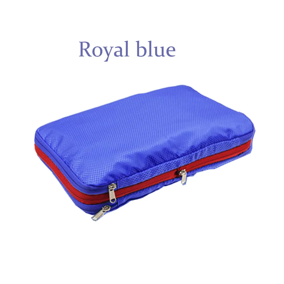Nylon Travel Compression Packing Cubes Double Layer Portable Pouch Zipper Waterproof Storage Bags for Clothing Shoes Suitcases
