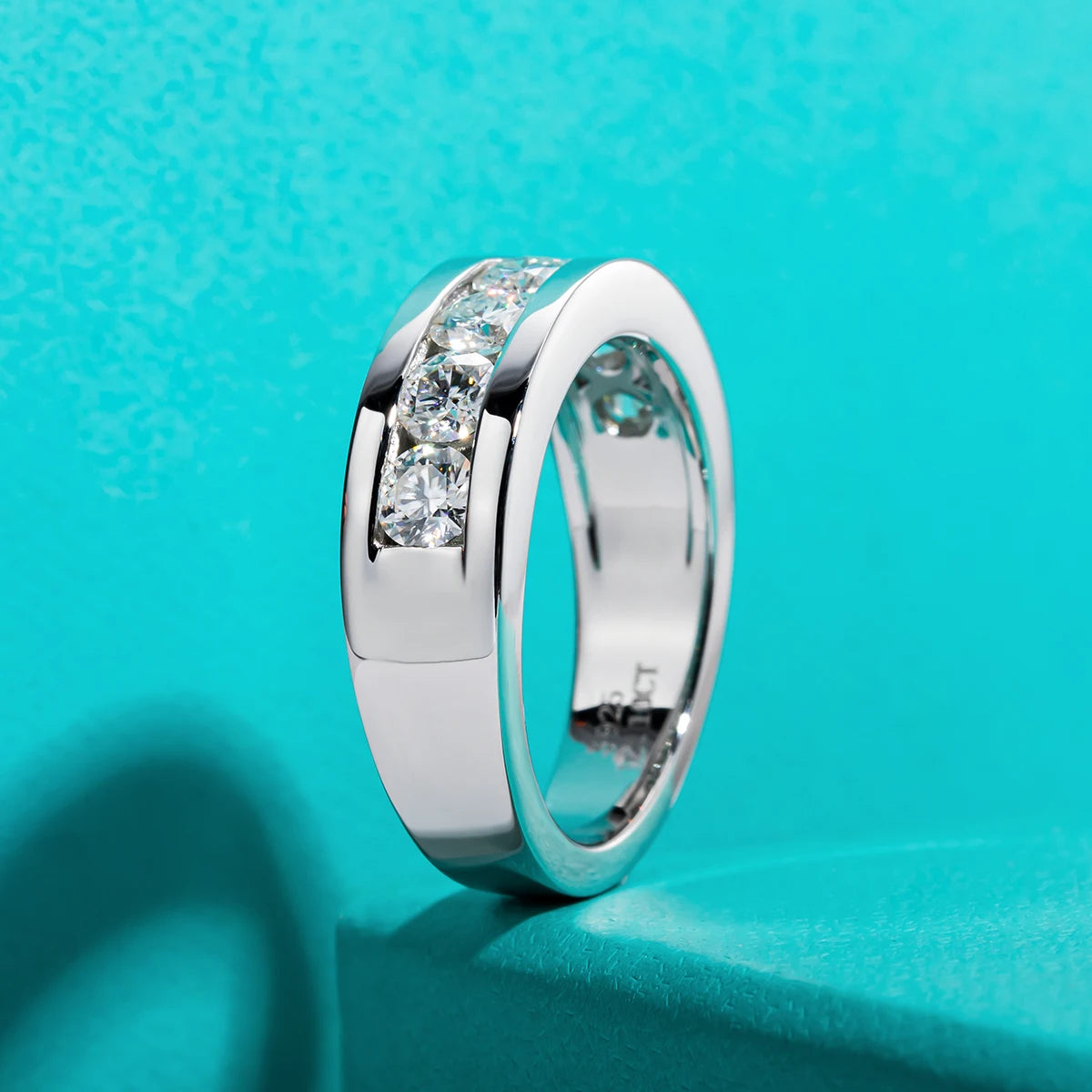 AnuJewel 4mm Moissanite Wedding Band 925 Sterling Silver Lab Created Diamond Band Ring Men Women Ring Customized Jewelry