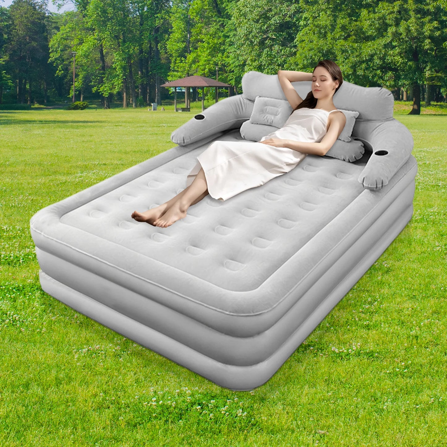 2 Person Automatic Inflatable Mattress For Home Outdoor Camping Rest Sleeping Bed Car Air Cushion Portable Folding Lazy Sofa Mat
