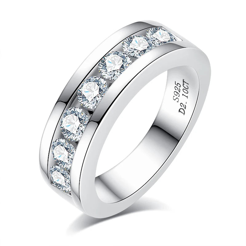 AnuJewel 4mm Moissanite Wedding Band 925 Sterling Silver Lab Created Diamond Band Ring Men Women Ring Customized Jewelry