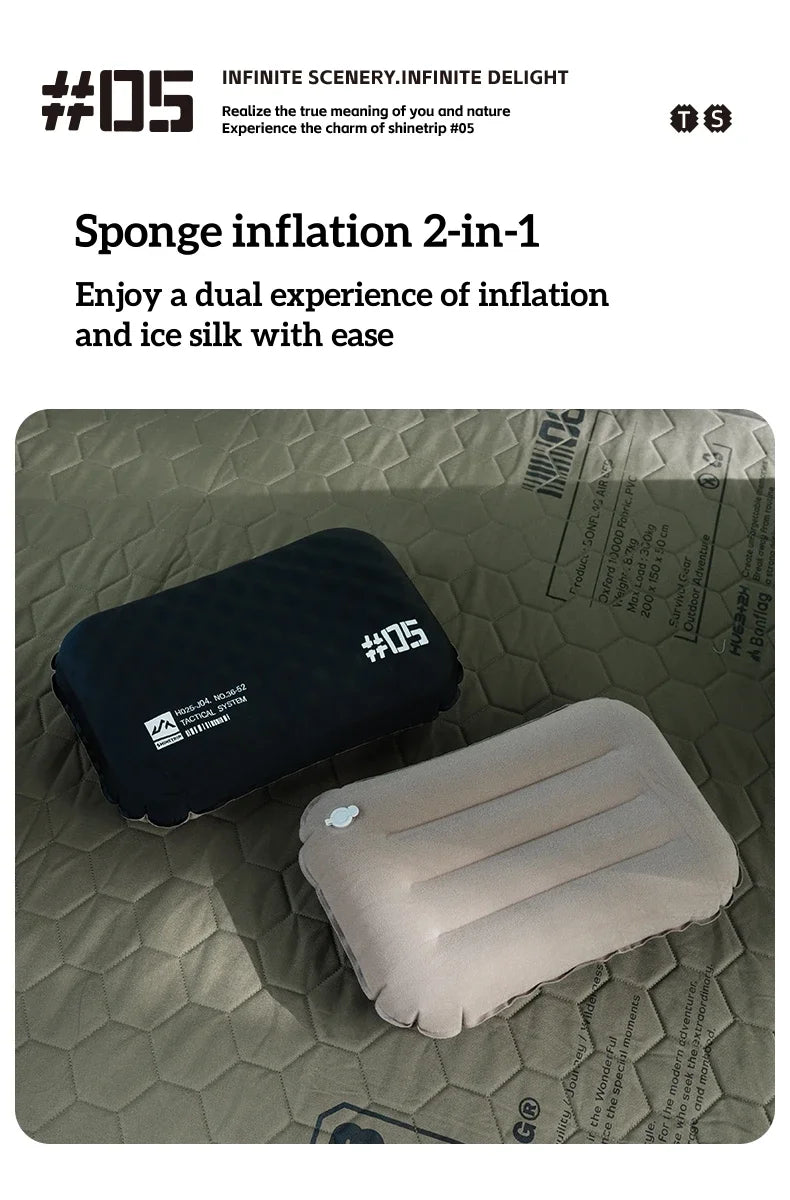 ShineTrip Outdoor Camping Inflatable Pillow Foldable Portable Ultra-light Air Pillow, Comfortable Sleep Pillow with Neck Support