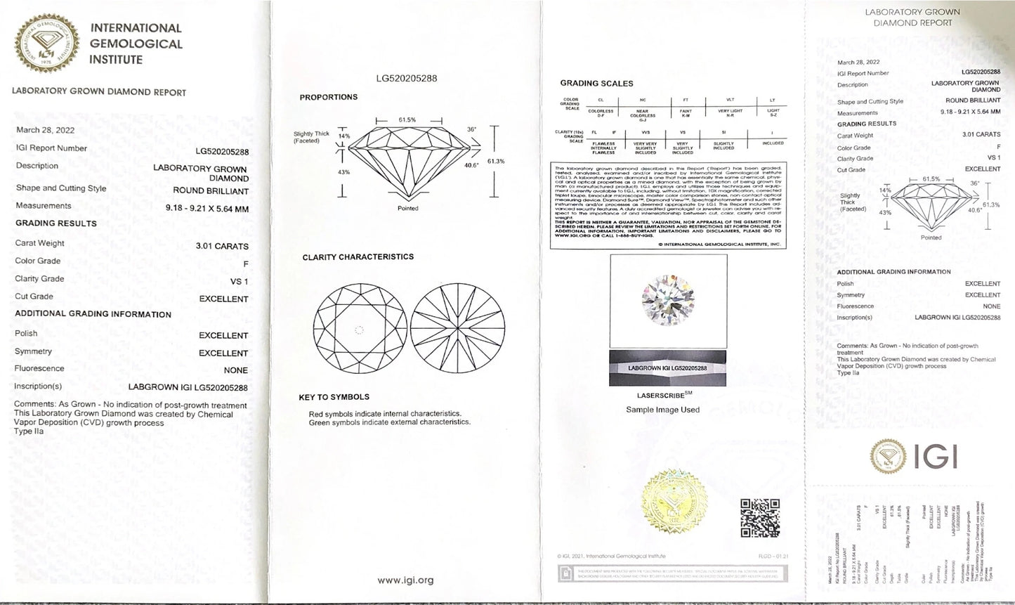 Diamanti Lab Grwon Taglio Brillante da ct 1,00 a ct 3,00