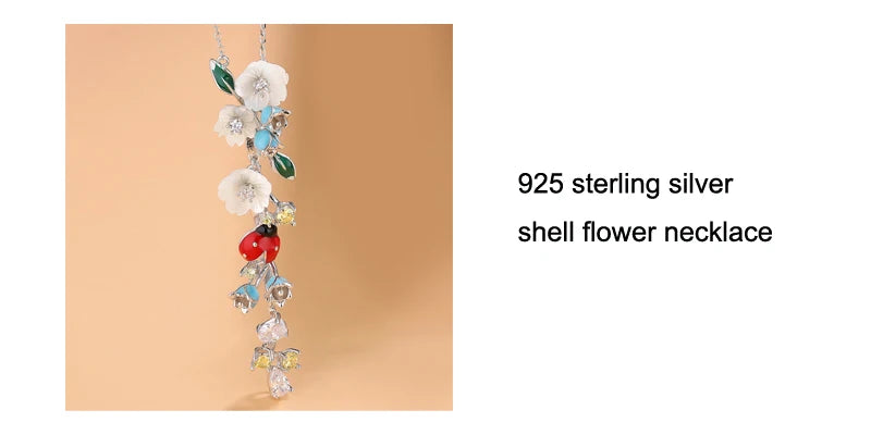 Laya 925 Sterling Silver Fashion Natural Shell Flower Green Leaf Enamel Animal High Quality Zircon Ring For Women Jewelry