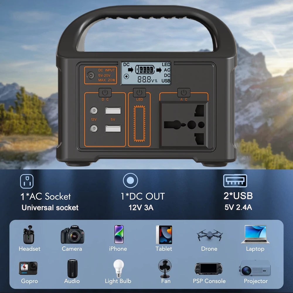 Gaiaray 100W 300W 500W Portable Power Station Pure Sine Wave Solar Generator 110V/220V UPS Camping Charging Station Power Bank
