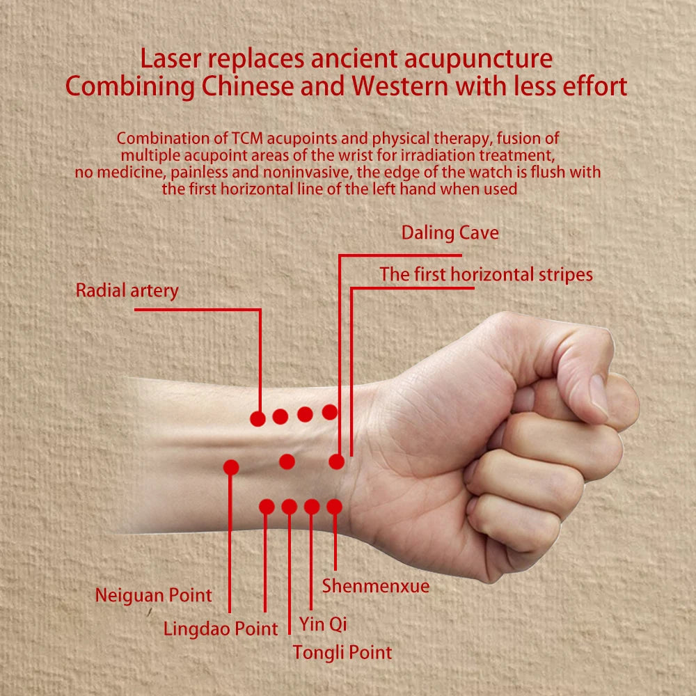 650nm Laser Therapy Wrist Diode LLLT Watch Diabetes Hypertension Cholesterol Treatment Laser Physiotherapy Watch Accessories