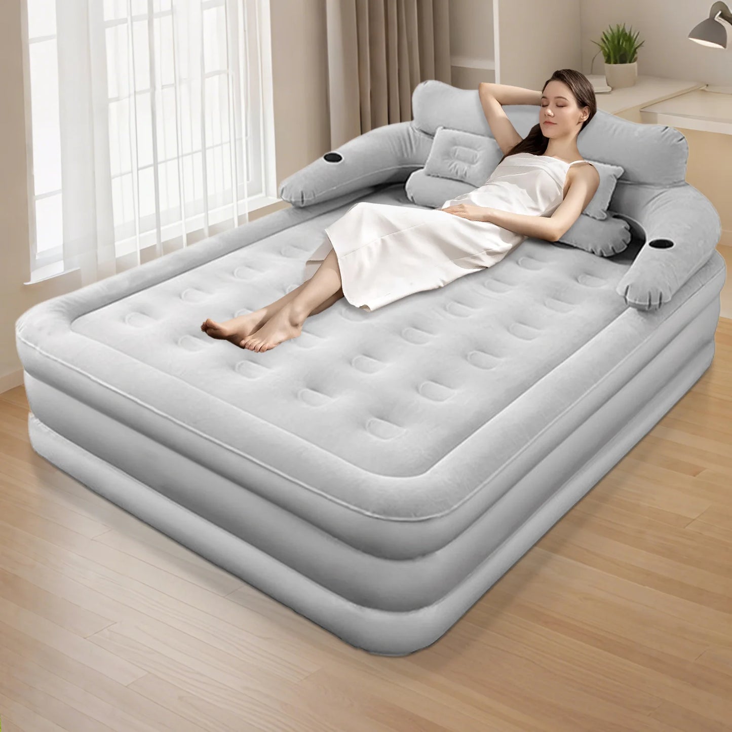 2 Person Automatic Inflatable Mattress For Home Outdoor Camping Rest Sleeping Bed Car Air Cushion Portable Folding Lazy Sofa Mat