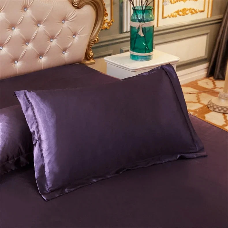 Luxury Silky Smooth Satin Pillowcase Solid Color Envelope Pillow Case Bedding Bedroom Sleep Pillowcover 48x74