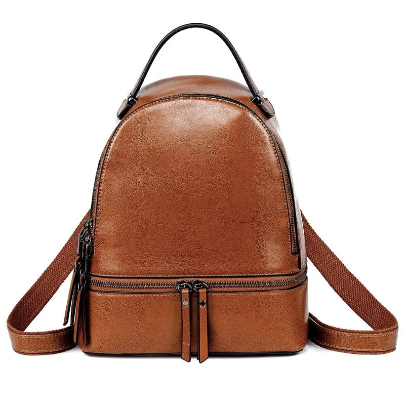 100% Genuine Leather Women Backpacks Retro Ladies Travel Bags Casual Girl's School Bags