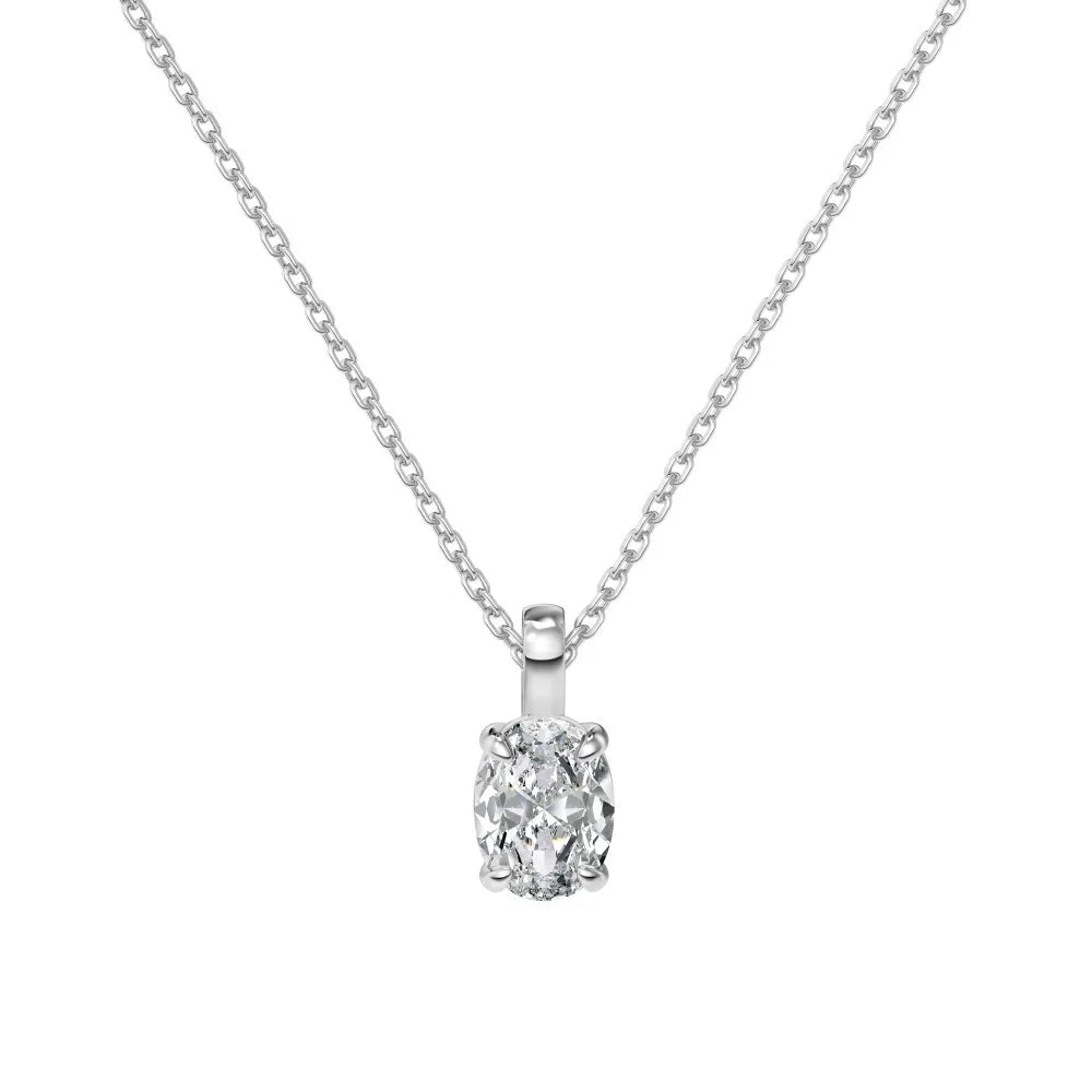 1.5carat Oval Cut Moissanite Diamond Pendant Necklace for Women 925 Sterling Silver Plated 18k Yellow/White Gold Neck Chain