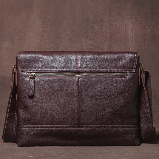 Luxury Design Genuine Leather Shoulder Bag Men's Business Briefcase Natural Cowhide Retro Crossbody Daily Commuter Messenger Bag