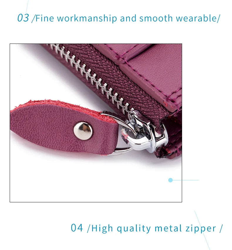 Mens Split Leather Key Chain Zipper Coin Case , Leather Car Smart Key Chain Metal Hook, Keyring Zipper Coin Wallet for women