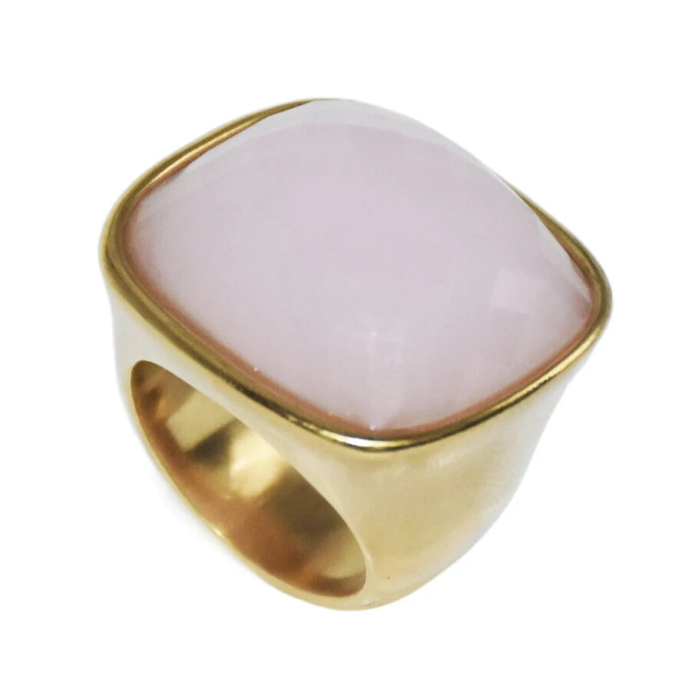 Niche Exaggerated Modern Large Gemstone Women's Ring Titanium Steel Plated 18k Gold Jewelry