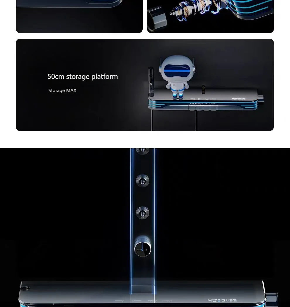 Digital Display Piano Key Waist Spray Shower Set Grey Shower System Set Bathroom Bath Booster Sprayer