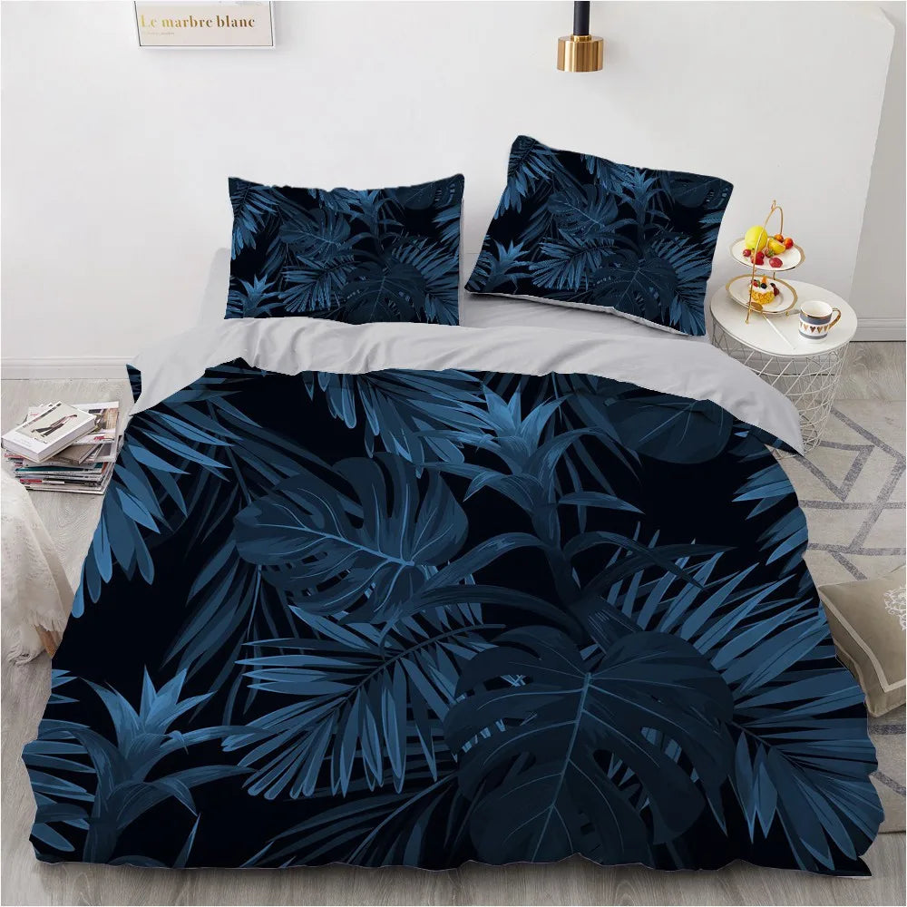 Flower Bird King Queen Duvet Cover Colorful Tropical Floral Bedding Set For Women Watercolor Plant 2/3pcs Polyester Quilt Cover