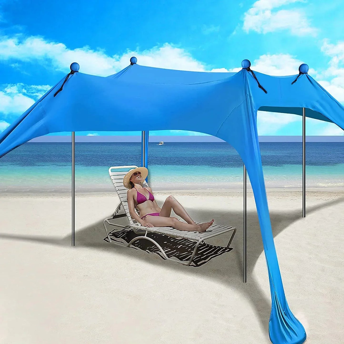 Outdoor Beach Tent Portable Camping Sun Shelter UPF50+ Family Seaside Travel Tent Outdoor Windproof One-piece Beach Canopy