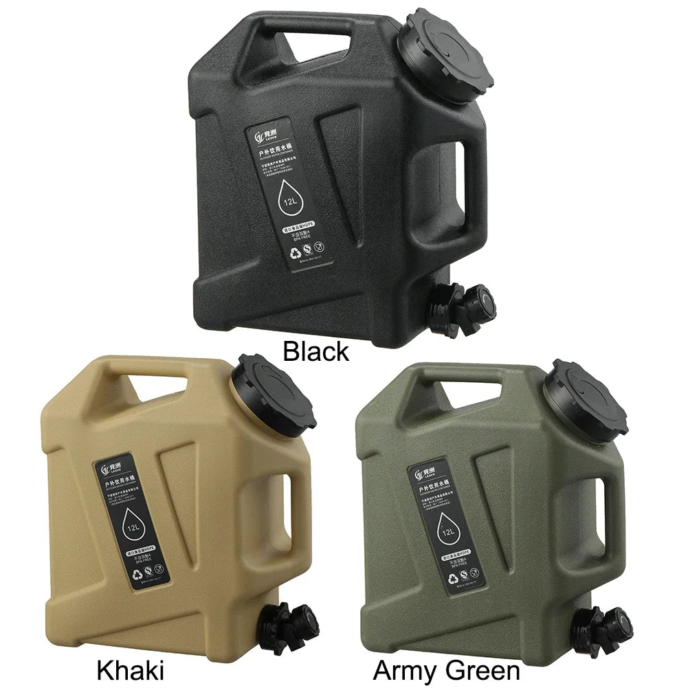 12L Camping Water Container Outdoor Water Bucket Large Capacity Portable Water Bag Detachable Faucet Picnic Drive Water Tank