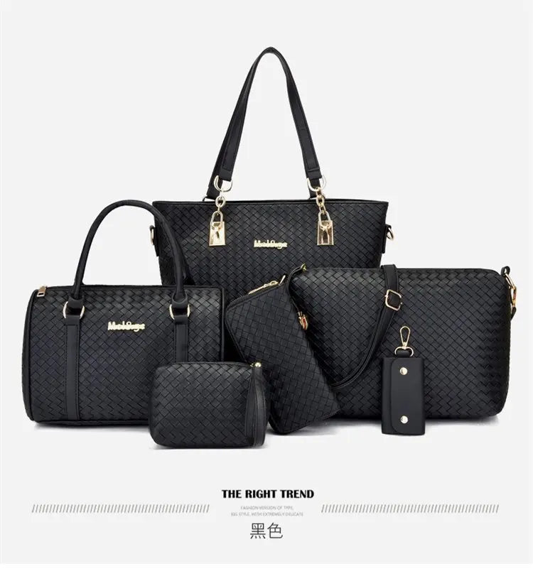 Fashionable Urban Simple Large Capacity Mother-Daughter Shoulder Bag Women's Handbag Set Six Pieces Crossbody Handbag