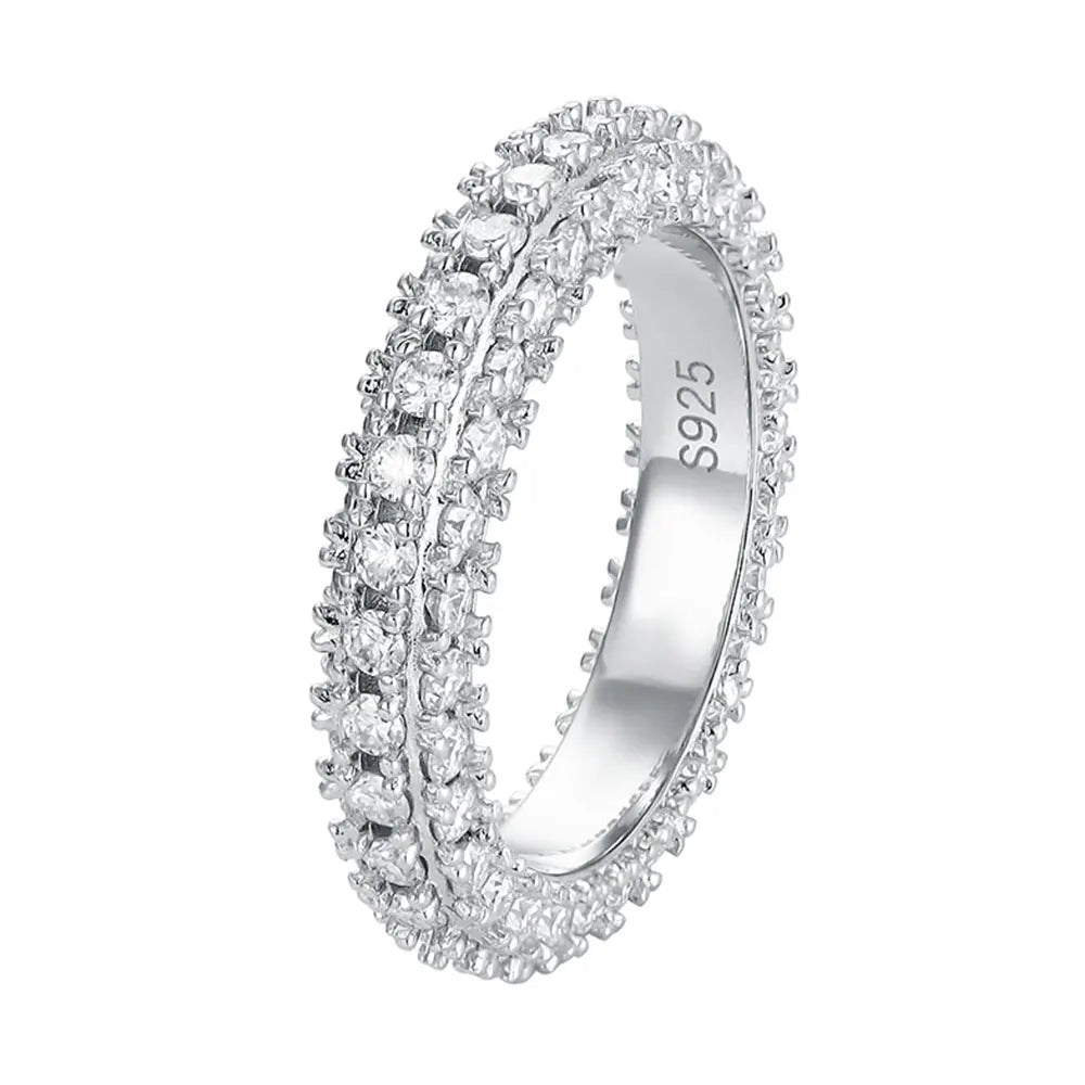 KNOBSPIN D VVS1 All Moissanite Rings for Women Man Lab Diamond Wedding Eternity Band with GRA S925 Silver Plated 18k Gold Ring