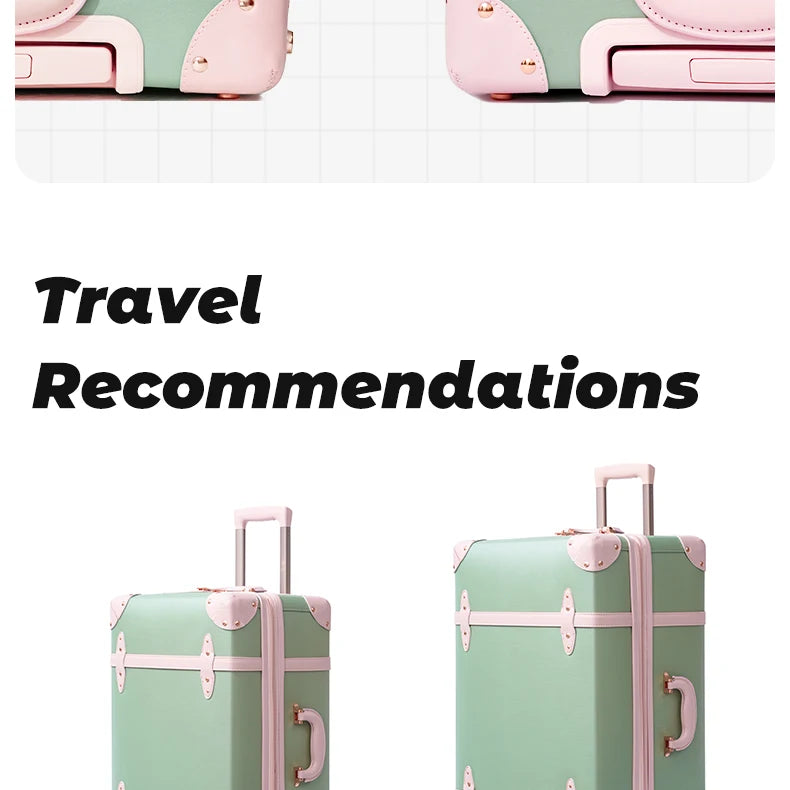 Urecity Vintage Luggage Set 3PCS Luxury Suitcase Expandable Travel Suitcase On Wheels Handmade Retro Rolling Luggage For Women