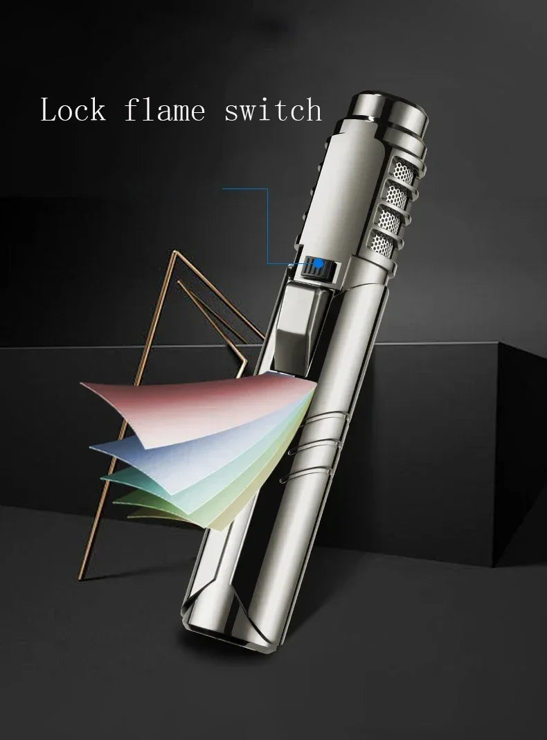 Metal Large Flame Spray Gun Blue Flame 1800°c Welding Gun Butane Gas Torch Lighter Outdoor Camping BBQ Kitchen Ignition Tool