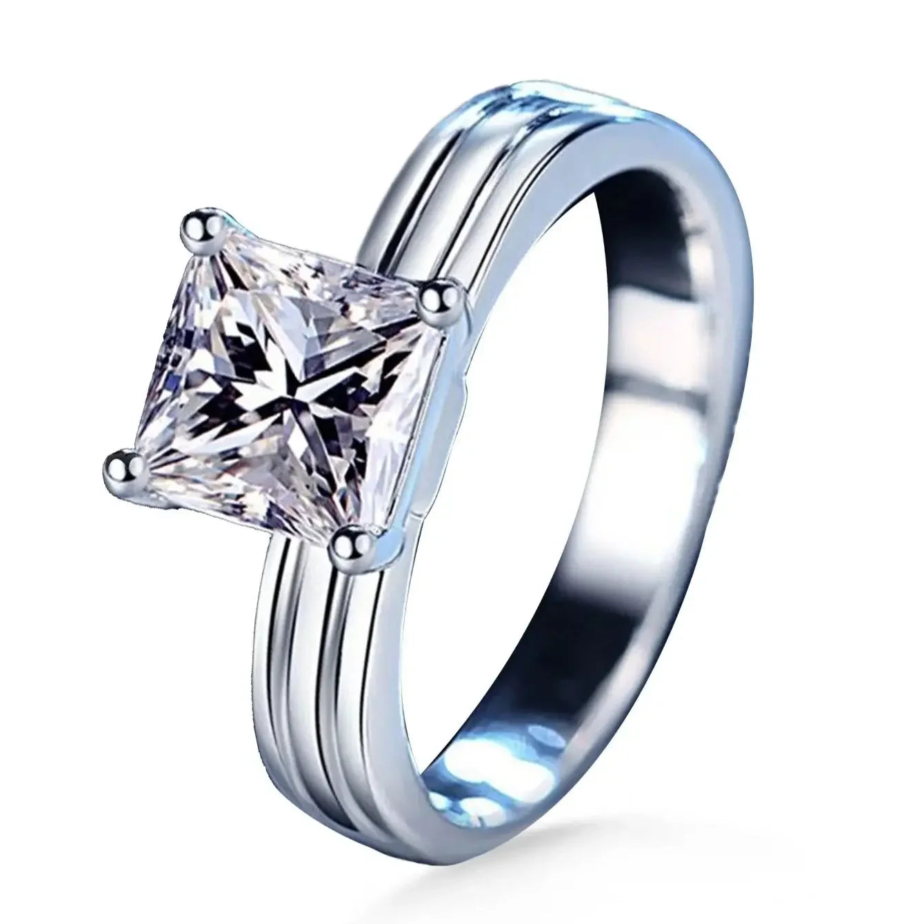 925 Sterling Silver Rings Princess Cut Rings with Gra Certificate Excellent Cut Moissanite Diamond Ring New 2024