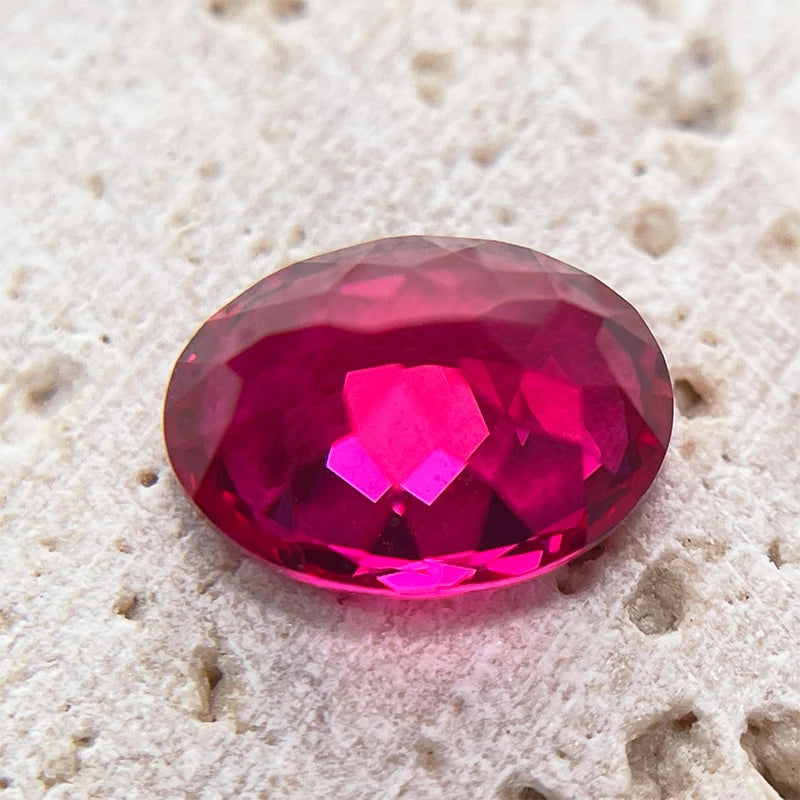 Lab Grown Ruby Rubellite Oval Cut Gemstone Beads for Jewelry Making Materials Selectable AGL Certificate