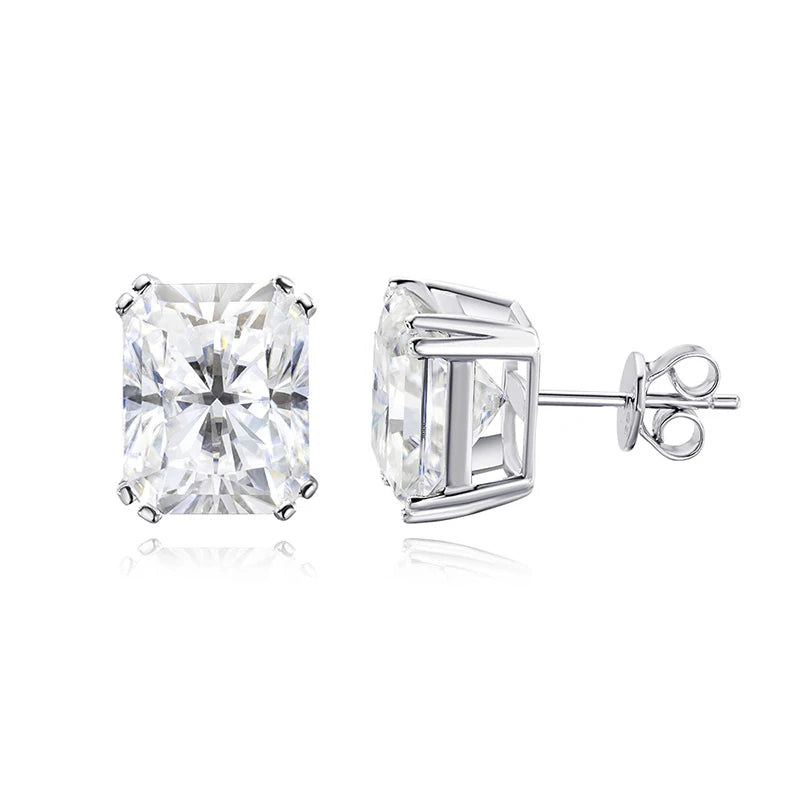 Smyoue 1CT 2CT 4CT Emerald/Radiant Cut Moissanite Stud Earrings for Women D Color Luxury Lab Diamond 925 Sterling Silver Jewelry