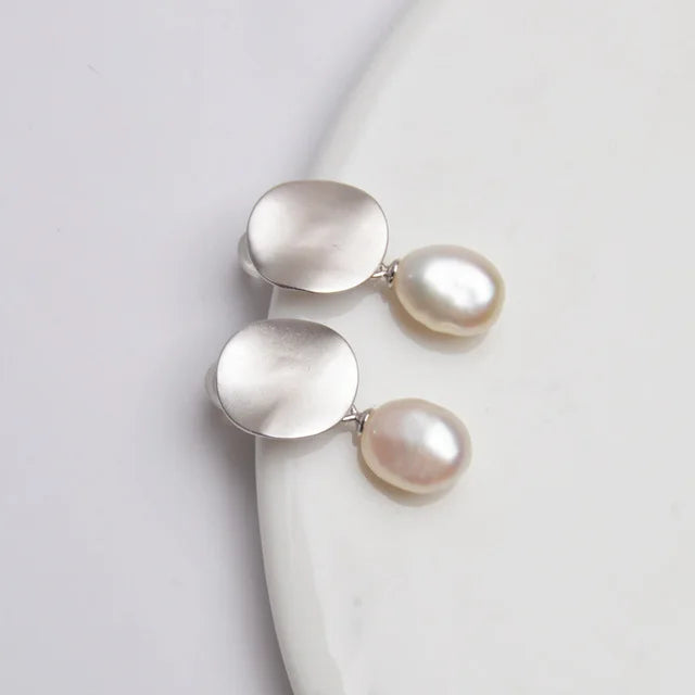 ASHIQI Natural Freshwater Baroque Pearl 925 Sterling Silver Earring Jewelry for Women