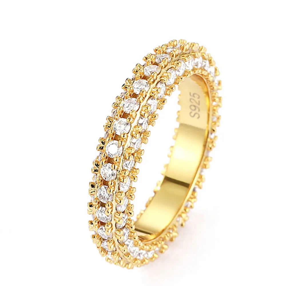 KNOBSPIN D VVS1 All Moissanite Rings for Women Man Lab Diamond Wedding Eternity Band with GRA S925 Silver Plated 18k Gold Ring