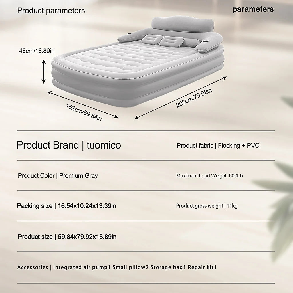 2 Person Automatic Inflatable Mattress For Home Outdoor Camping Rest Sleeping Bed Car Air Cushion Portable Folding Lazy Sofa Mat