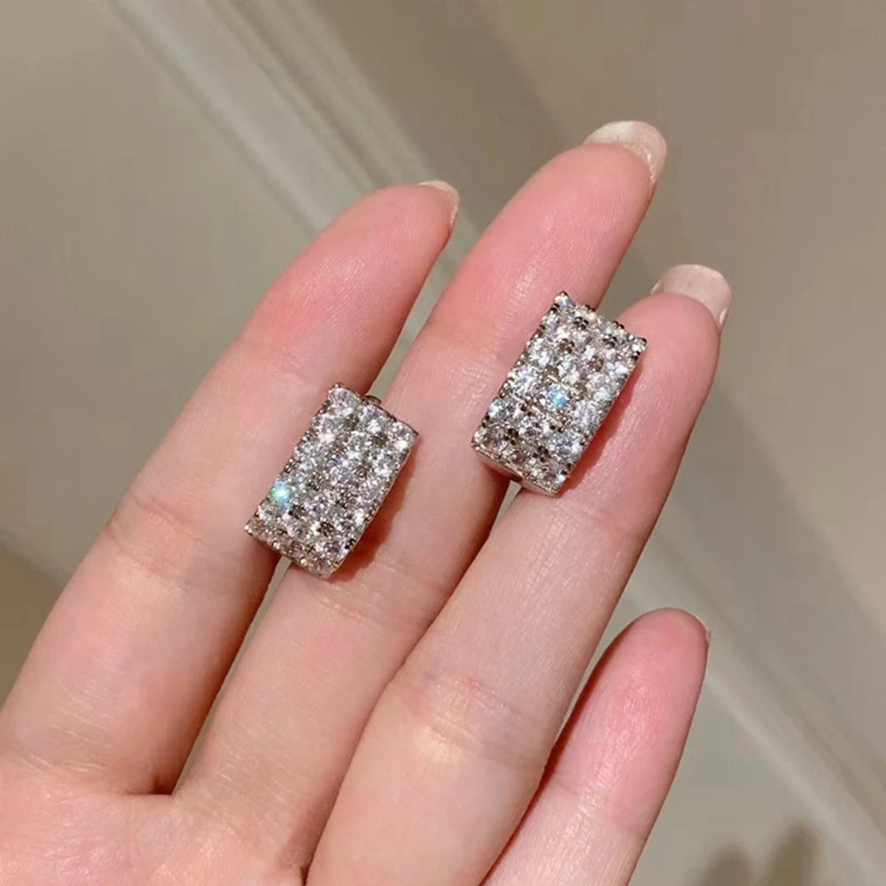 Wong Rain 100% 925 Sterling Silver Sparkling Lab Sapphire Gemstone Women Earrings Studs Fine Jewelry Anniversary Gifts Wholesale