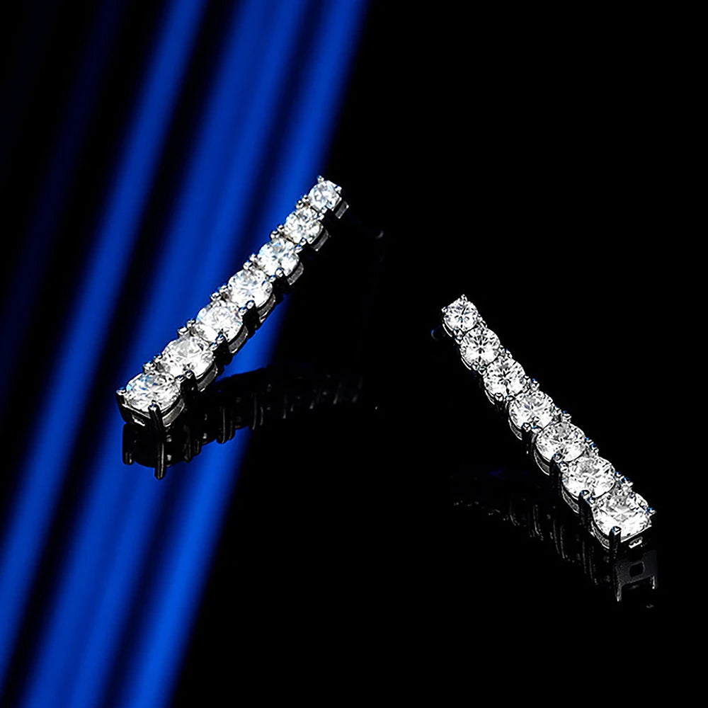 3-5mm Size Gradient Moissanite Drop Earrings for Women 925 Sterling Silver Long Tassel Diamond Stud Earring with Certificates