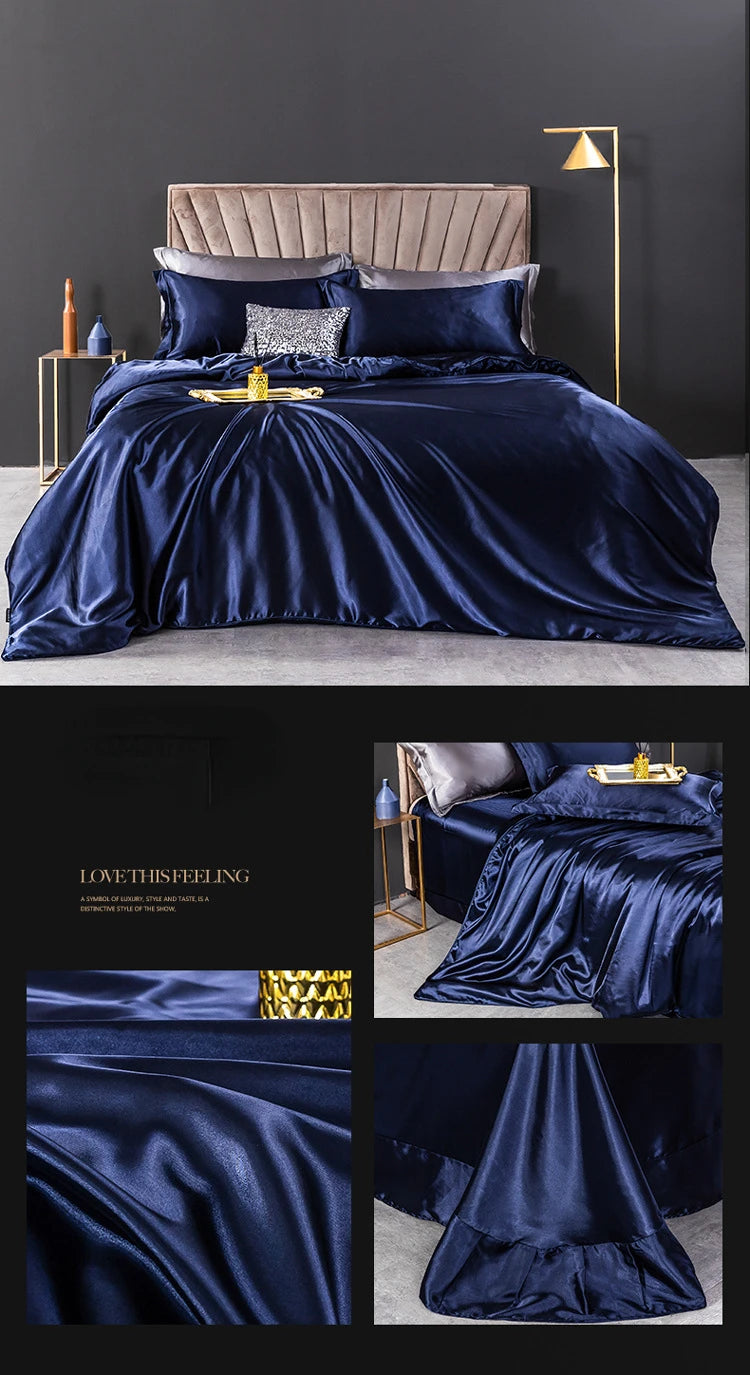 100% Pure Silk Bedding Sets High End Quilt Bed Cover Set Duvet Cover Bedsheet Pillowcases 4pcs Natural Luxury Bedcloth Sets