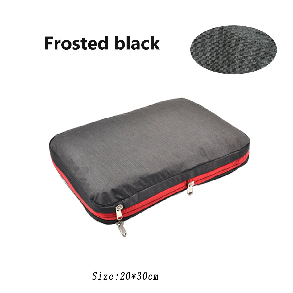 Nylon Travel Compression Packing Cubes Double Layer Portable Pouch Zipper Waterproof Storage Bags for Clothing Shoes Suitcases